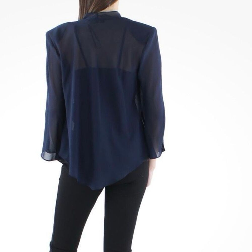 NWT R&M Richards Chiffon Beaded Jacket, midnight blue Size 18 - Picture 3 of 11